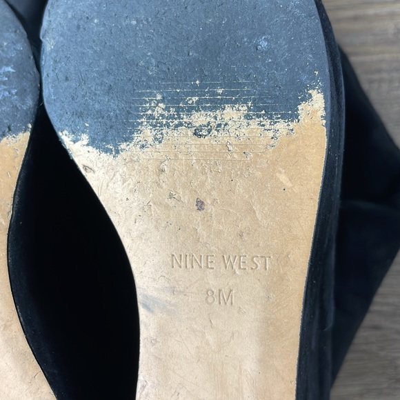 Nine West Women’s Black Suede Harvee Wedge Knee High Tall Boot, size 8 - Picture 7 of 12